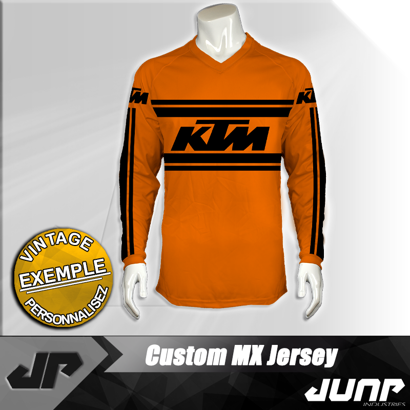 Maillot MX Orange KTM motocross personnalisé custom sublimation flocage